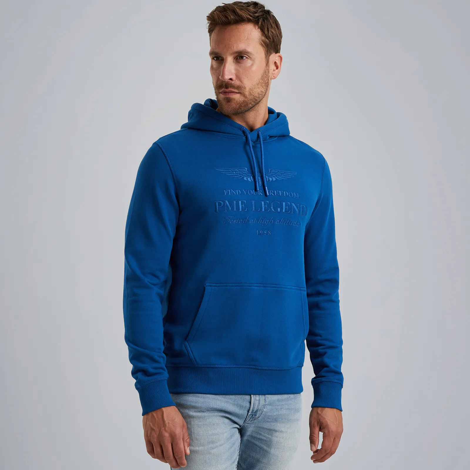 PME Legend Hoodie Met Artwork Blauw Sale