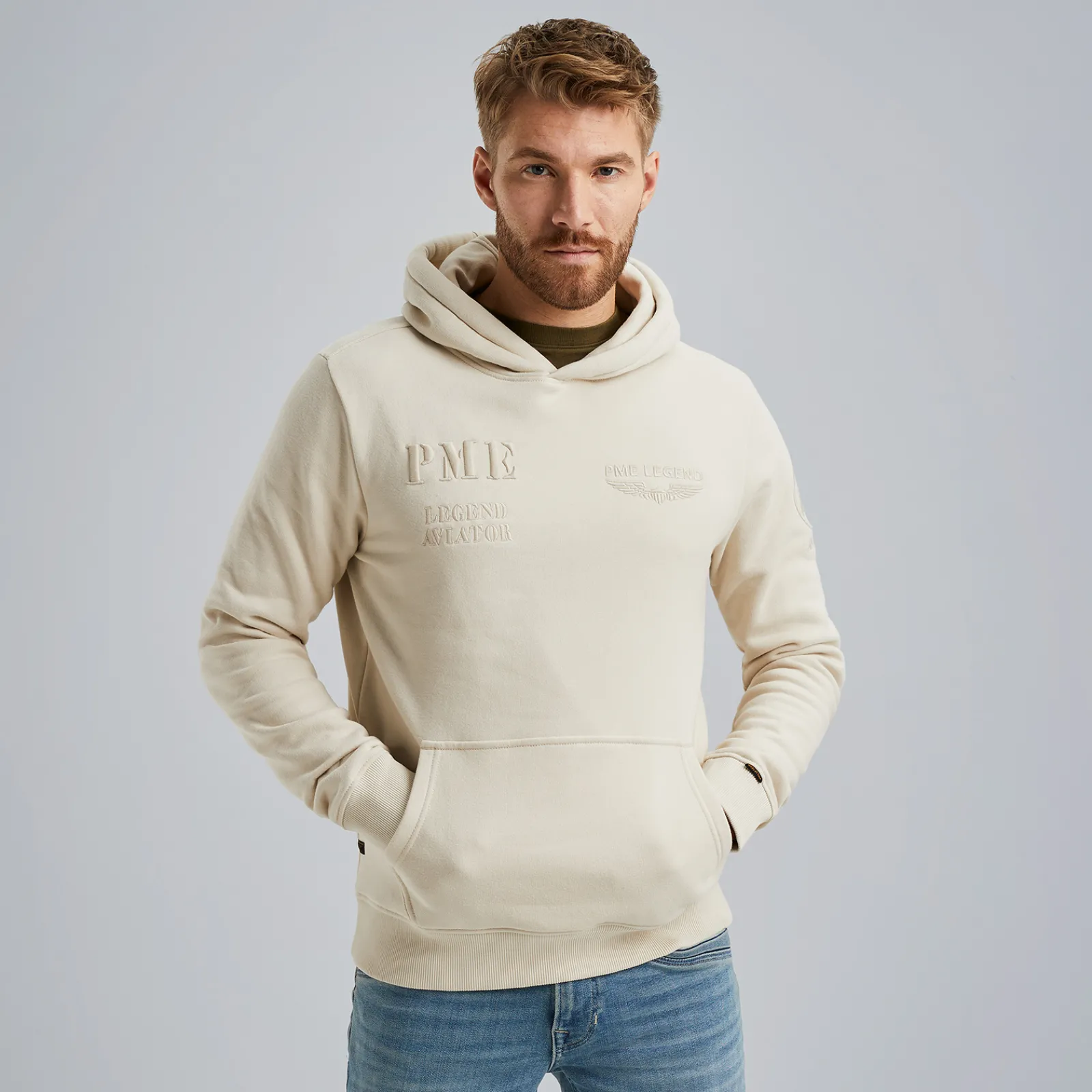 PME Legend Hoodie Van Terry Sweatstof Beige Best Sale