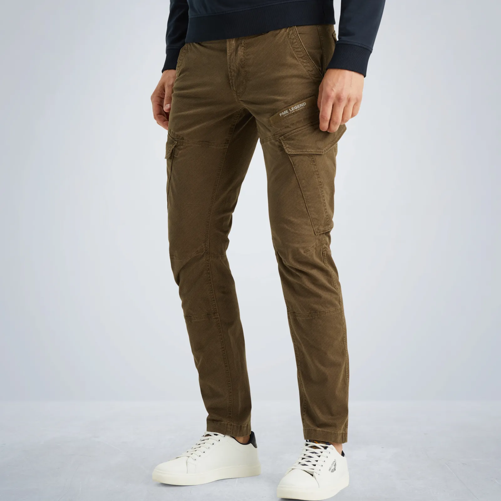 PME Legend Nordrop Tapered Fit Cargo Broek Met Print Bruin Discount