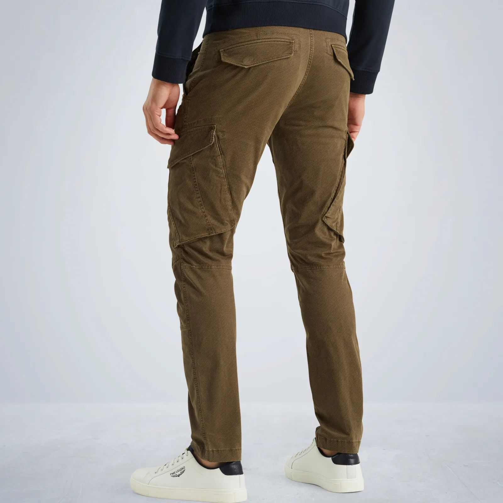 PME Legend Nordrop Tapered Fit Cargo Broek Met Print Bruin Discount