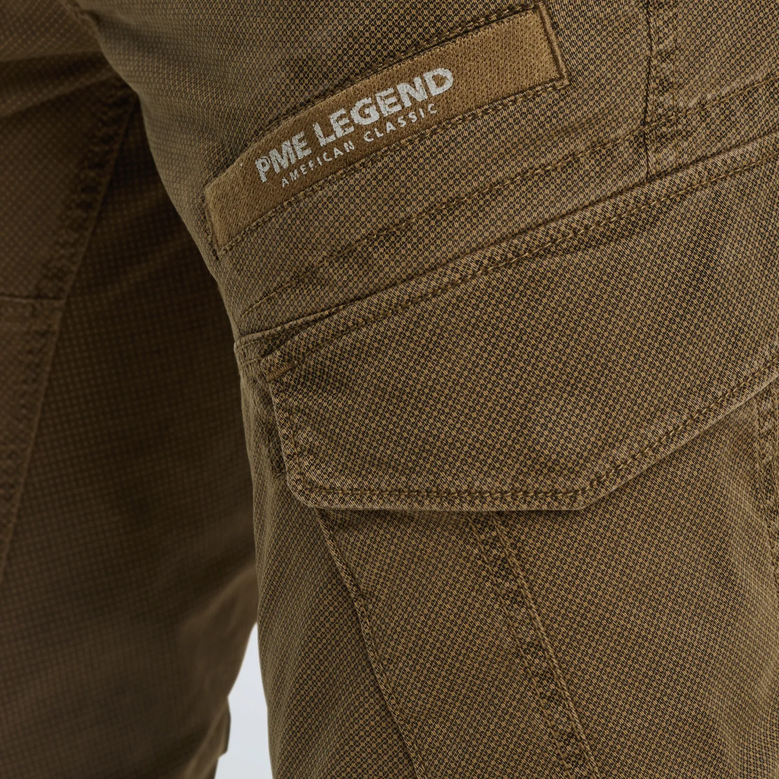 PME Legend Nordrop Tapered Fit Cargo Broek Met Print Bruin Discount