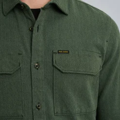 PME Legend Overhemd Met Herringbone Structuur Groen Shop