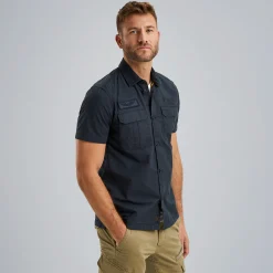 PME Legend Overhemd Met Korte Mouwen Blauw Outlet