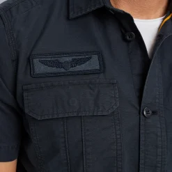 PME Legend Overhemd Met Korte Mouwen Blauw Outlet