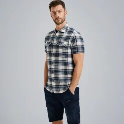 PME Legend Overhemd Met Korte Mouwen Blauw Clearance