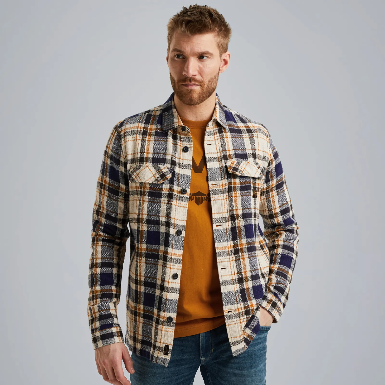 PME Legend Overhemd Met Ruitpatroon Blauw Clearance