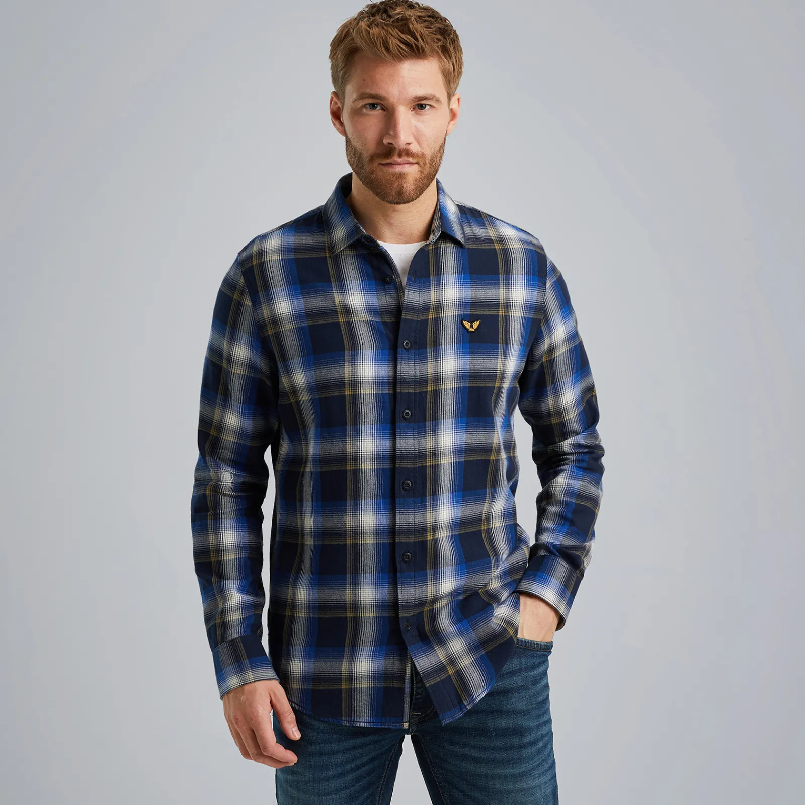 PME Legend Overhemd Met Ruitpatroon Blauw Hot