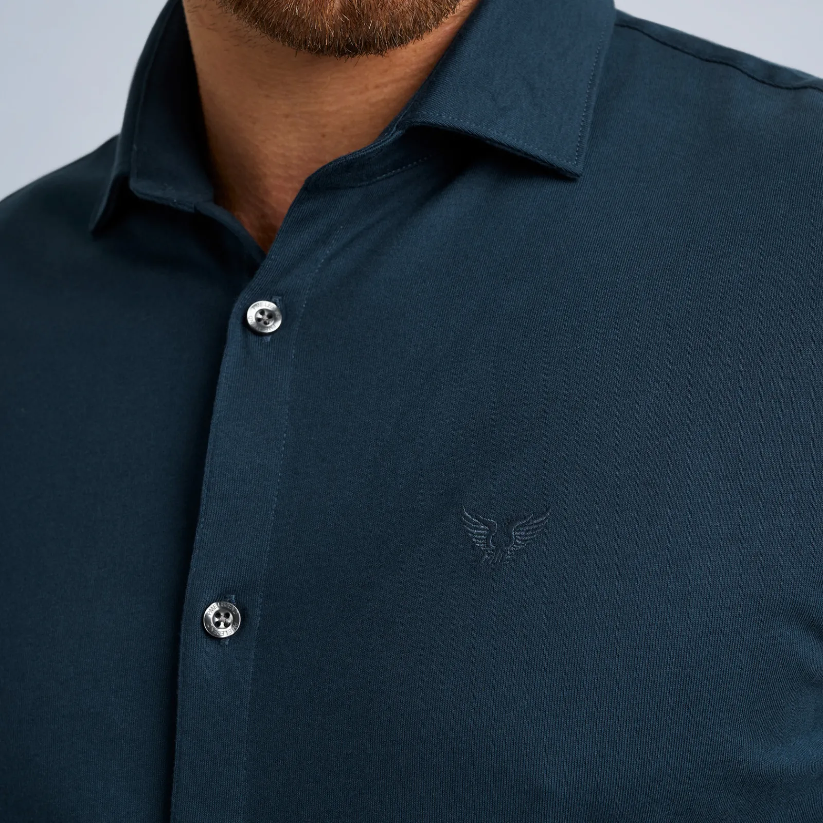PME Legend Overhemd Van Katoenen Jersey Blauw New