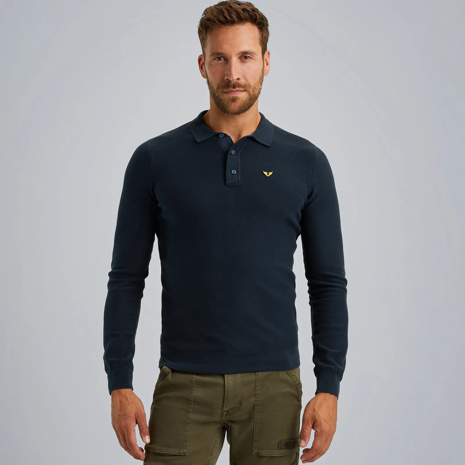PME Legend Polo Met Lange Mouwen Blauw Best Sale