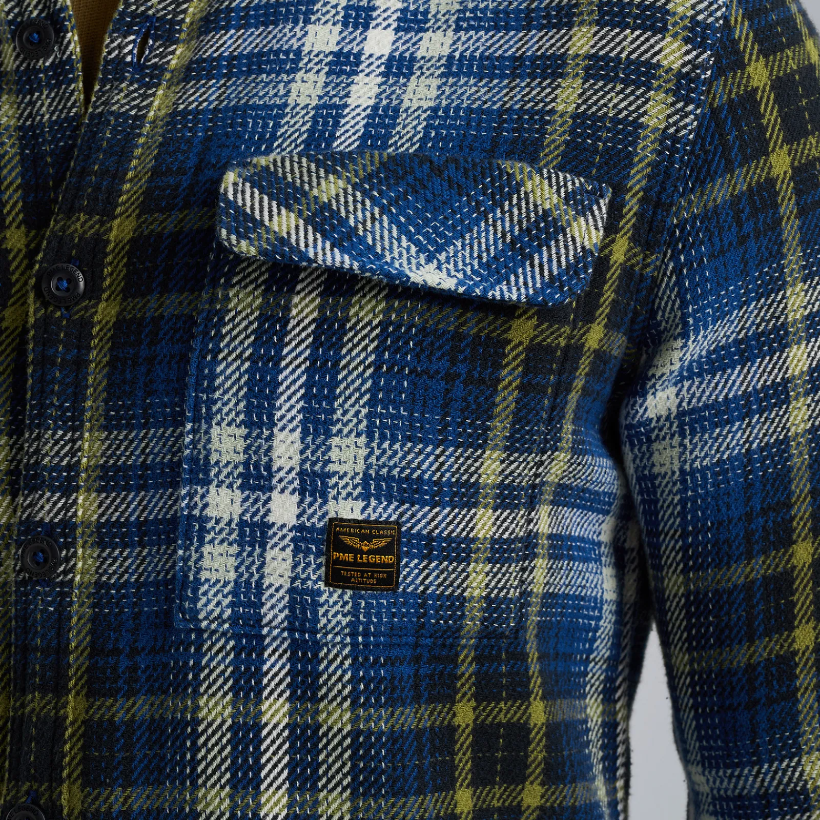 PME Legend Shirt Jacket Met Ruitpatroon Blauw Fashion