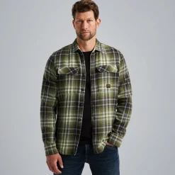 PME Legend Shirt Jacket Met Ruitpatroon Groen Best Sale