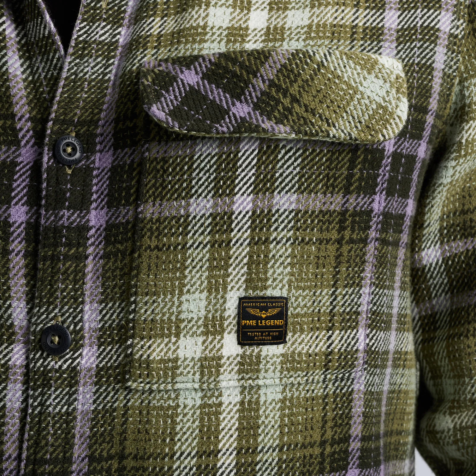 PME Legend Shirt Jacket Met Ruitpatroon Groen Best Sale