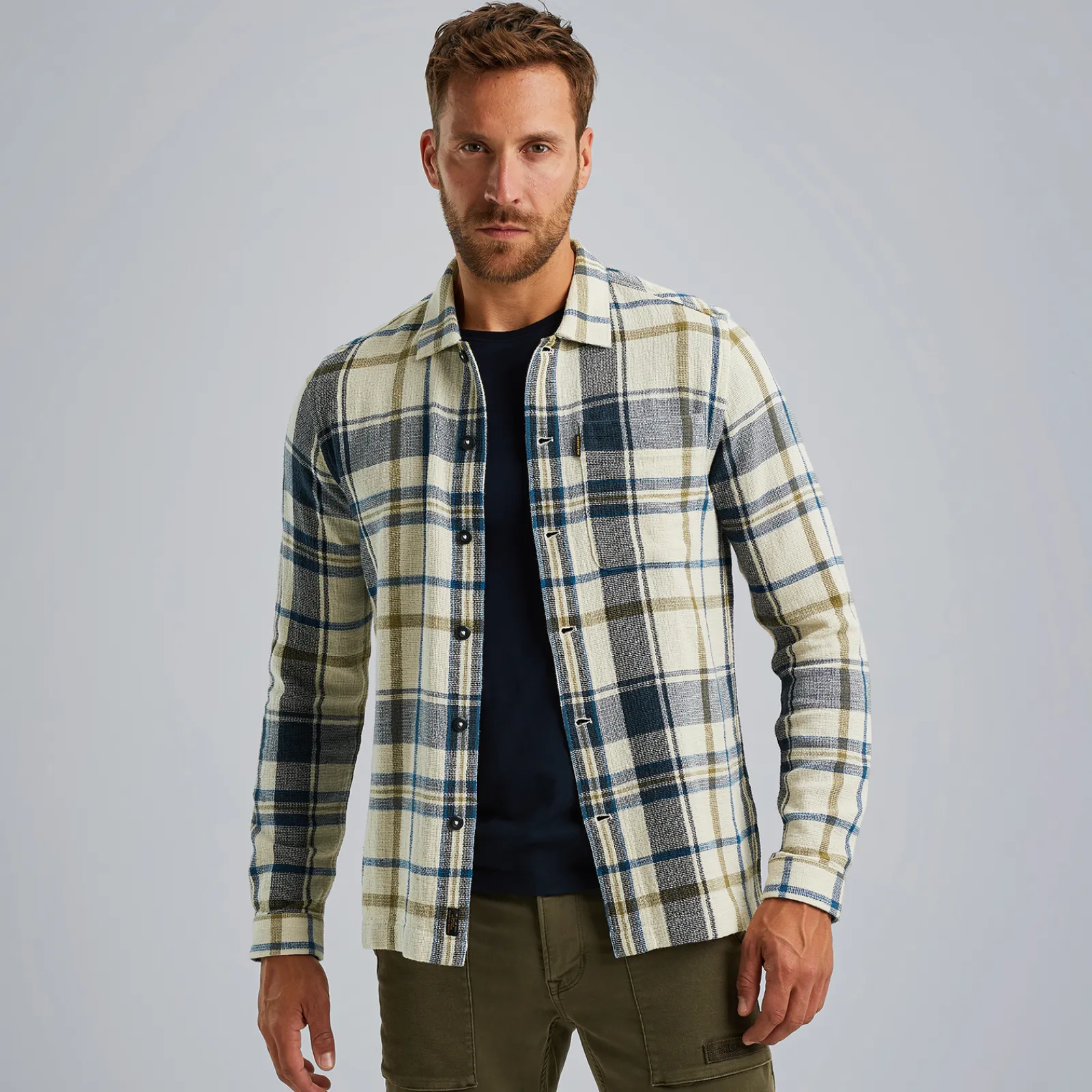 PME Legend Shirt Jacket Met Ruitpatroon Beige Sale