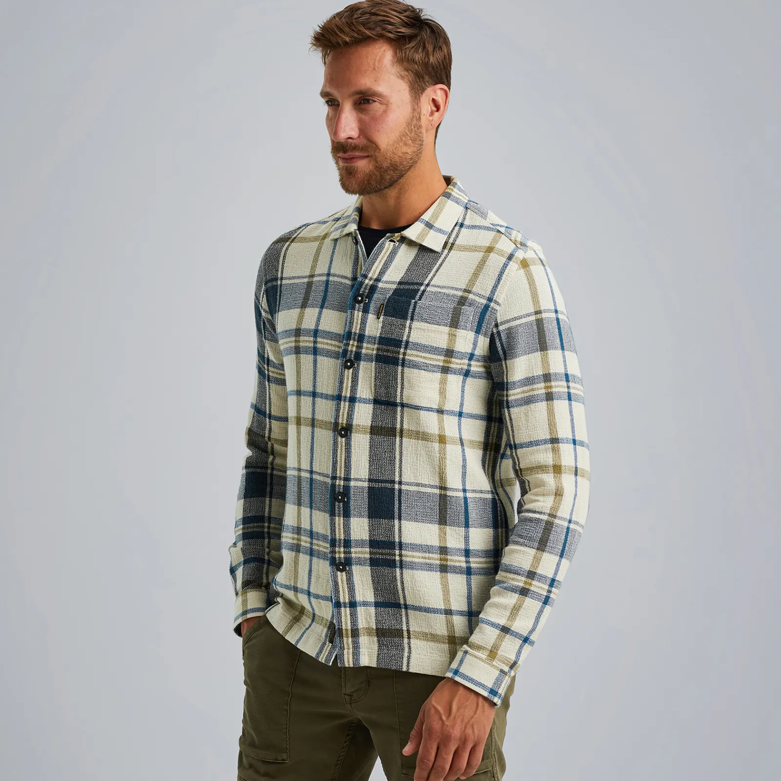 PME Legend Shirt Jacket Met Ruitpatroon Beige Sale