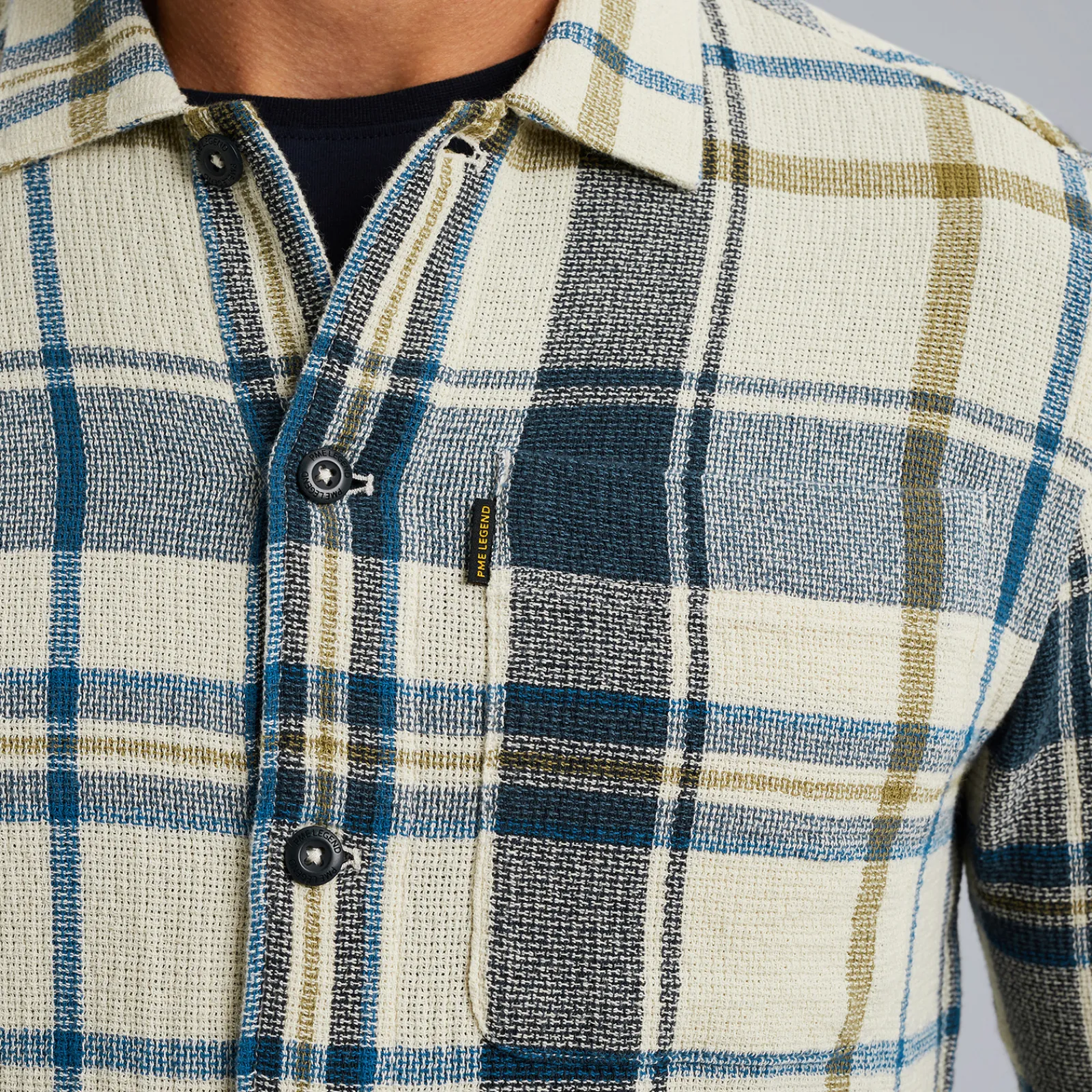 PME Legend Shirt Jacket Met Ruitpatroon Beige Sale