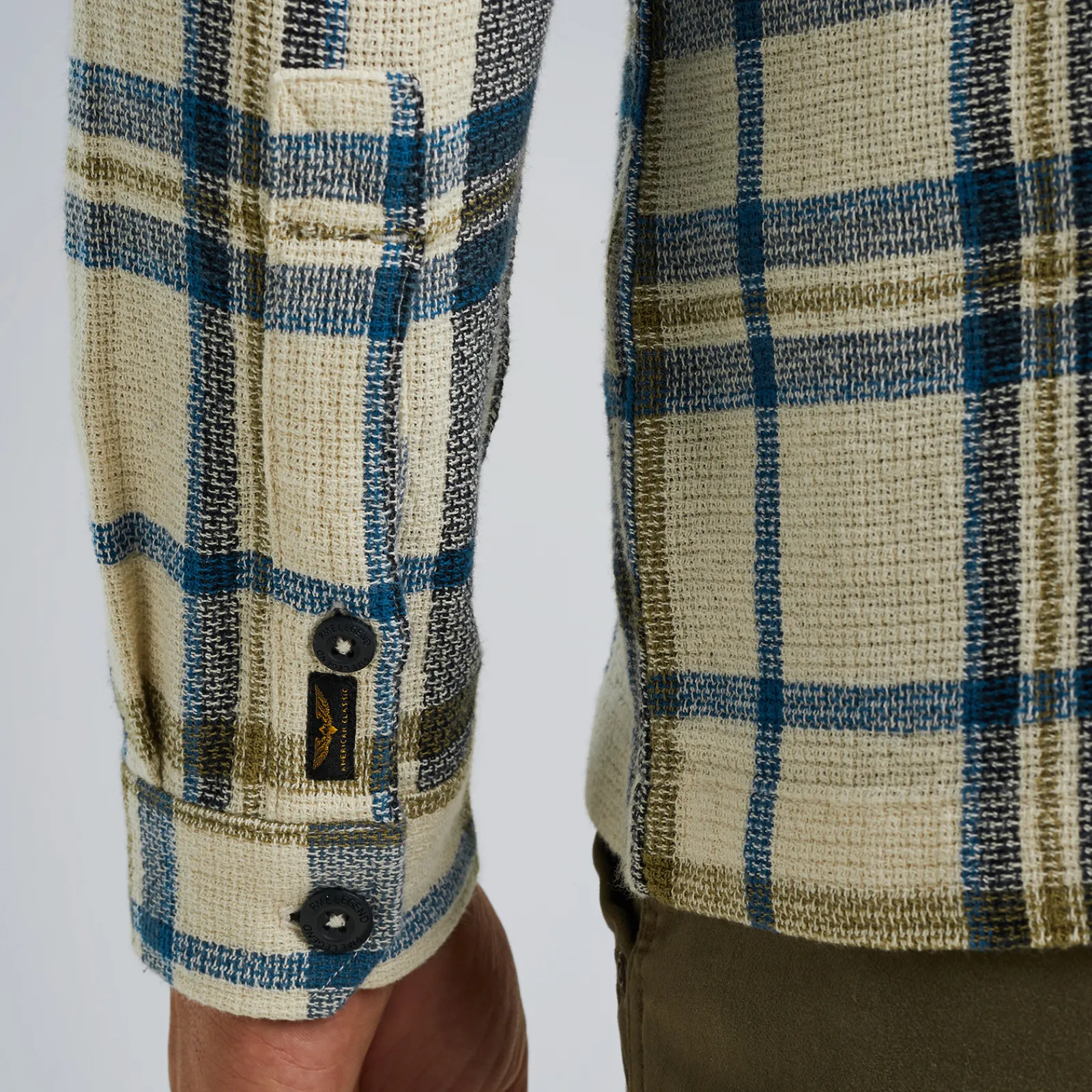 PME Legend Shirt Jacket Met Ruitpatroon Beige Sale