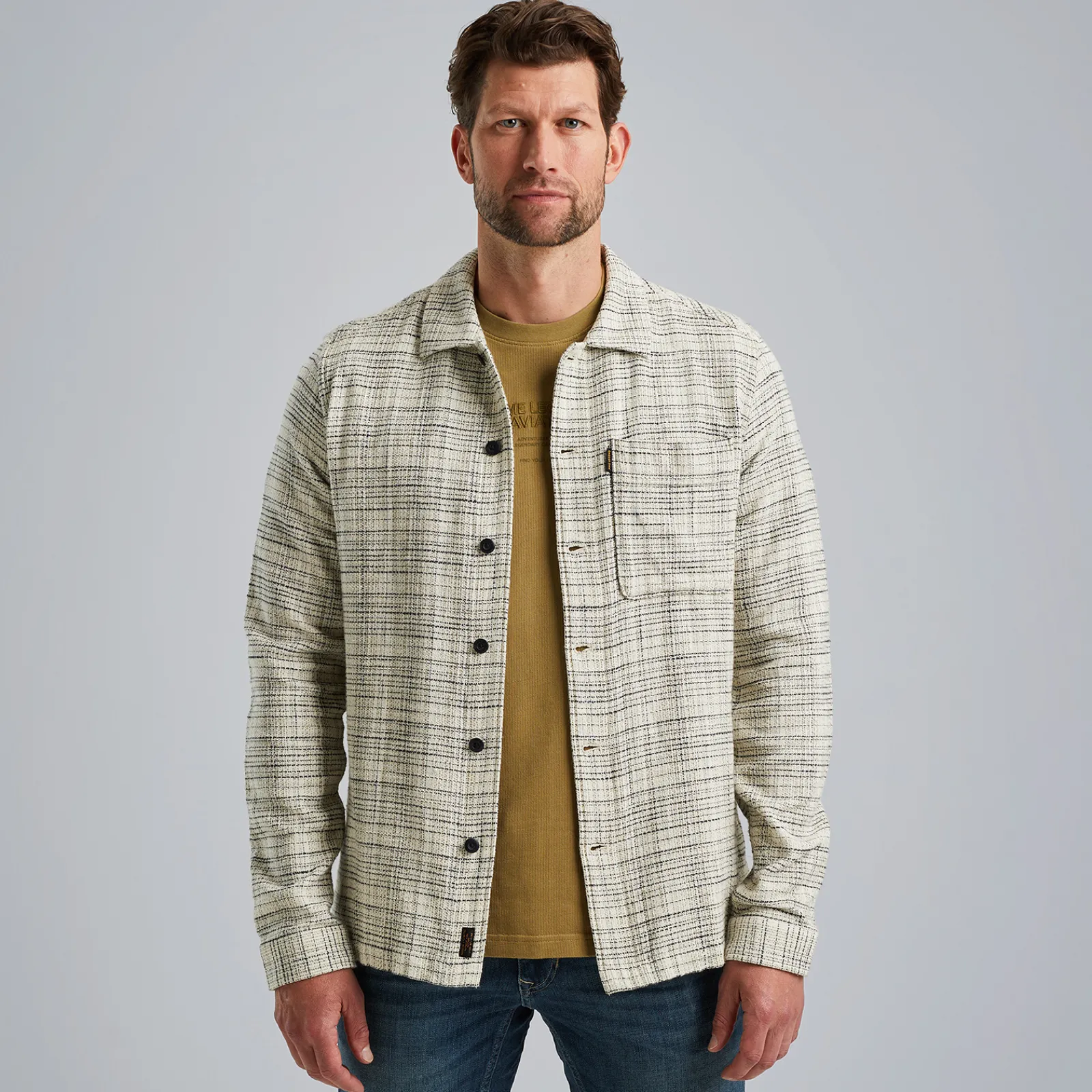 PME Legend Shirt Jacket Met Structuur Beige Cheap