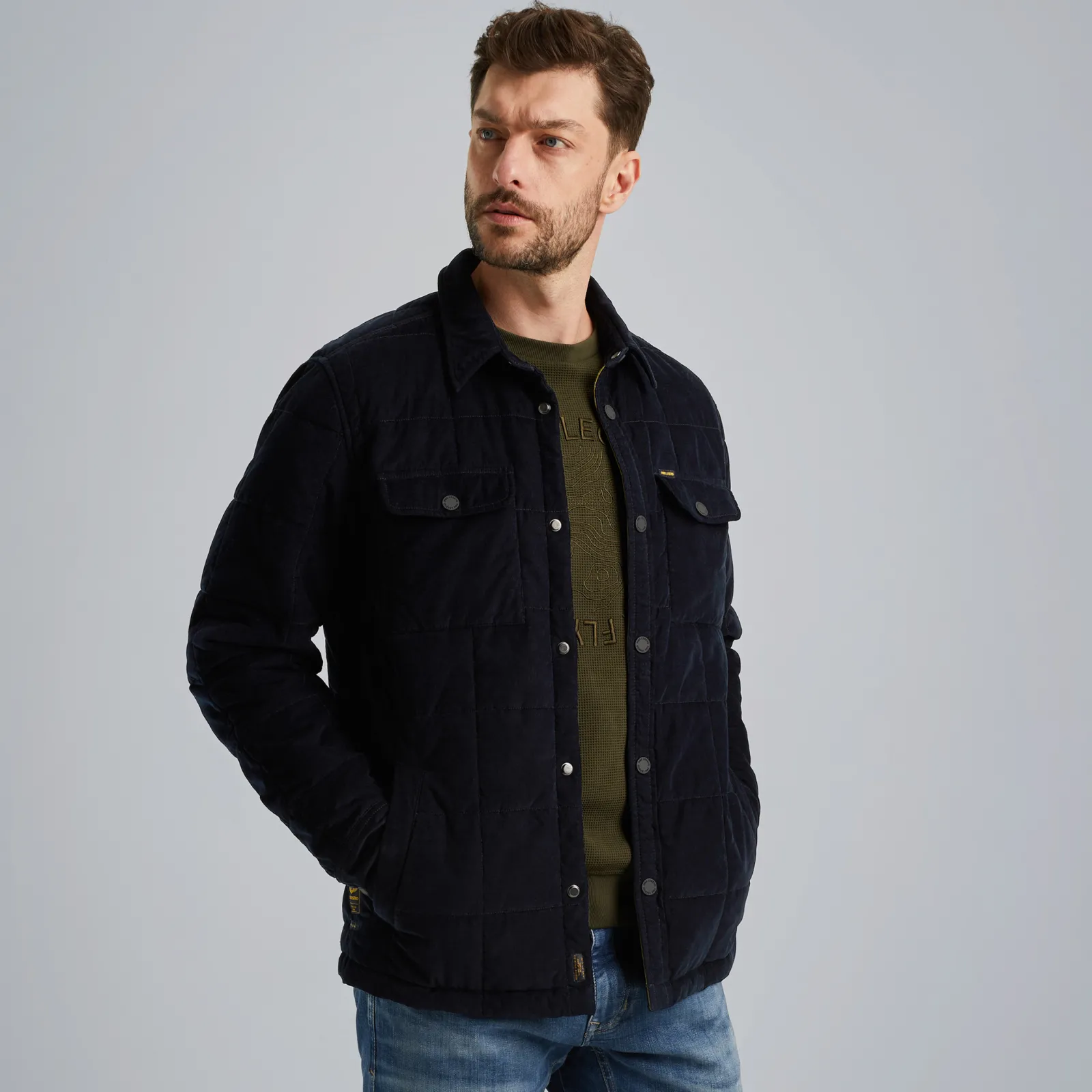 PME Legend Shirt Jacket Van Corduroy Blauw Hot