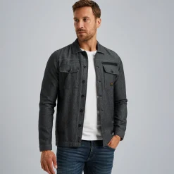 PME Legend Shirt Jacket Van Flanellen Twill Grijs Cheap