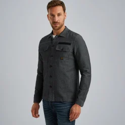PME Legend Shirt Jacket Van Flanellen Twill Grijs Cheap