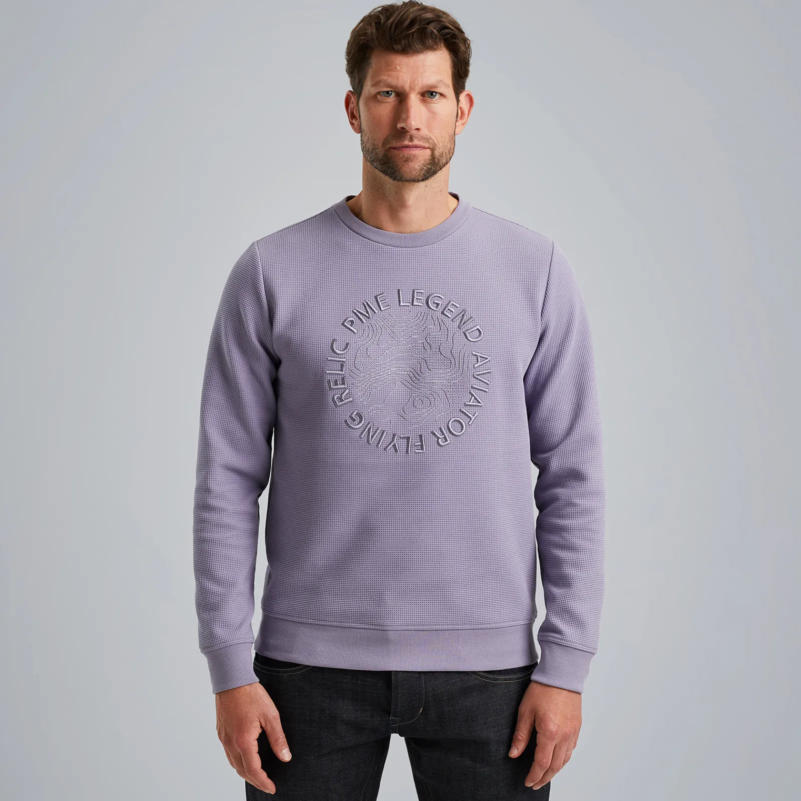 PME Legend Sweatshirt Met Wafelstructuur Paars Outlet