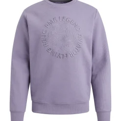 PME Legend Sweatshirt Met Wafelstructuur Paars Outlet
