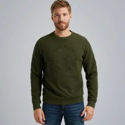 PME Legend Sweatshirt Met Wafelstructuur Groen Clearance