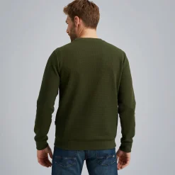 PME Legend Sweatshirt Met Wafelstructuur Groen Clearance