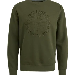 PME Legend Sweatshirt Met Wafelstructuur Groen Clearance