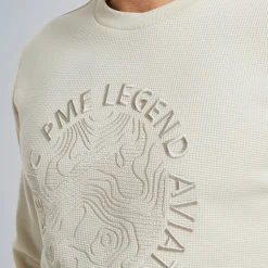 PME Legend Sweatshirt Met Wafelstructuur Beige Outlet