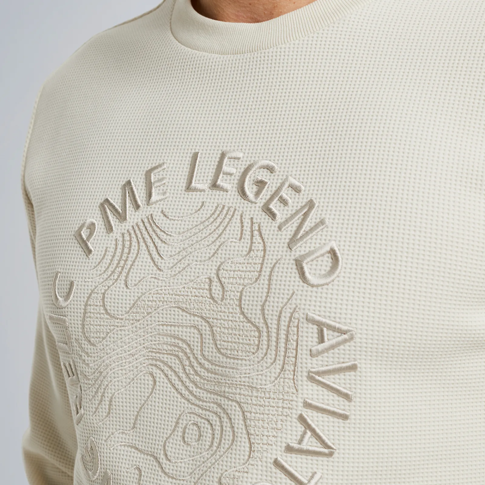PME Legend Sweatshirt Met Wafelstructuur Beige Outlet