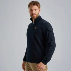 PME Legend Trui Met Halve Rits Blauw Cheap