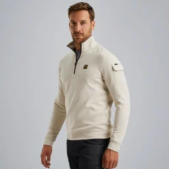 PME Legend Trui Met Halve Rits Beige Shop
