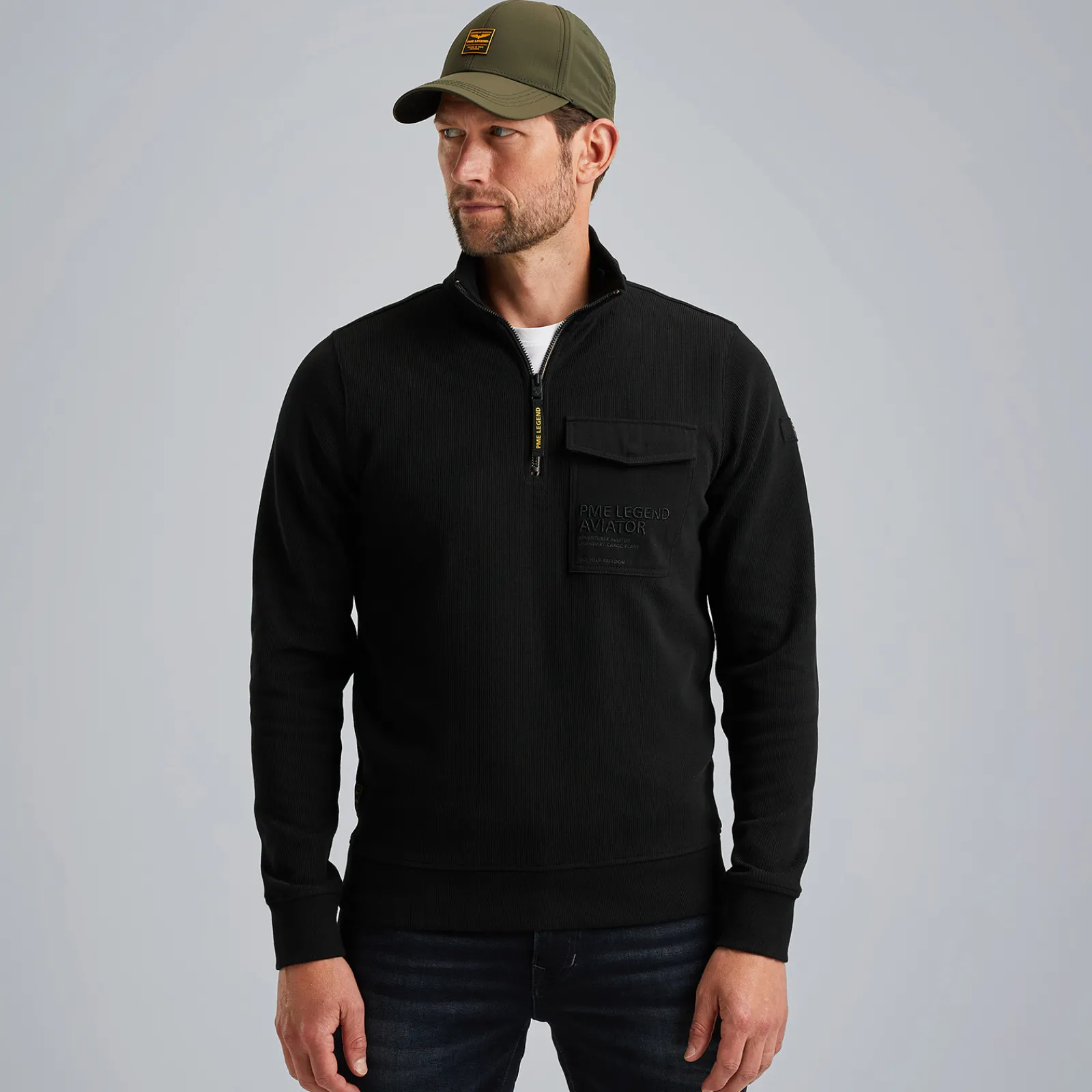 PME Legend Trui Met Halve Rits Grijs Flash Sale