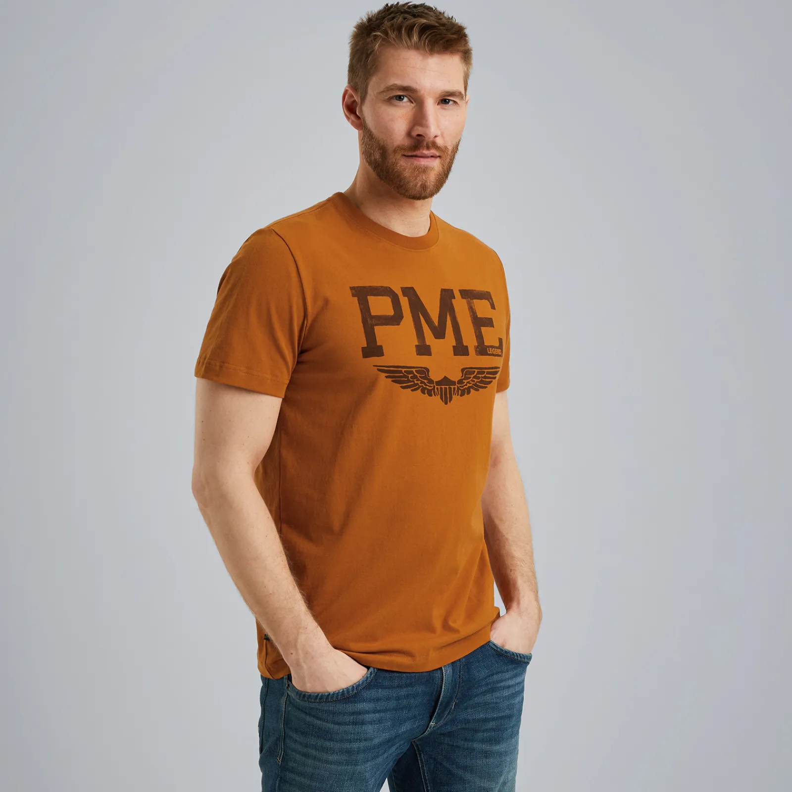 PME Legend T-shirt Met Artwork Bruin Outlet